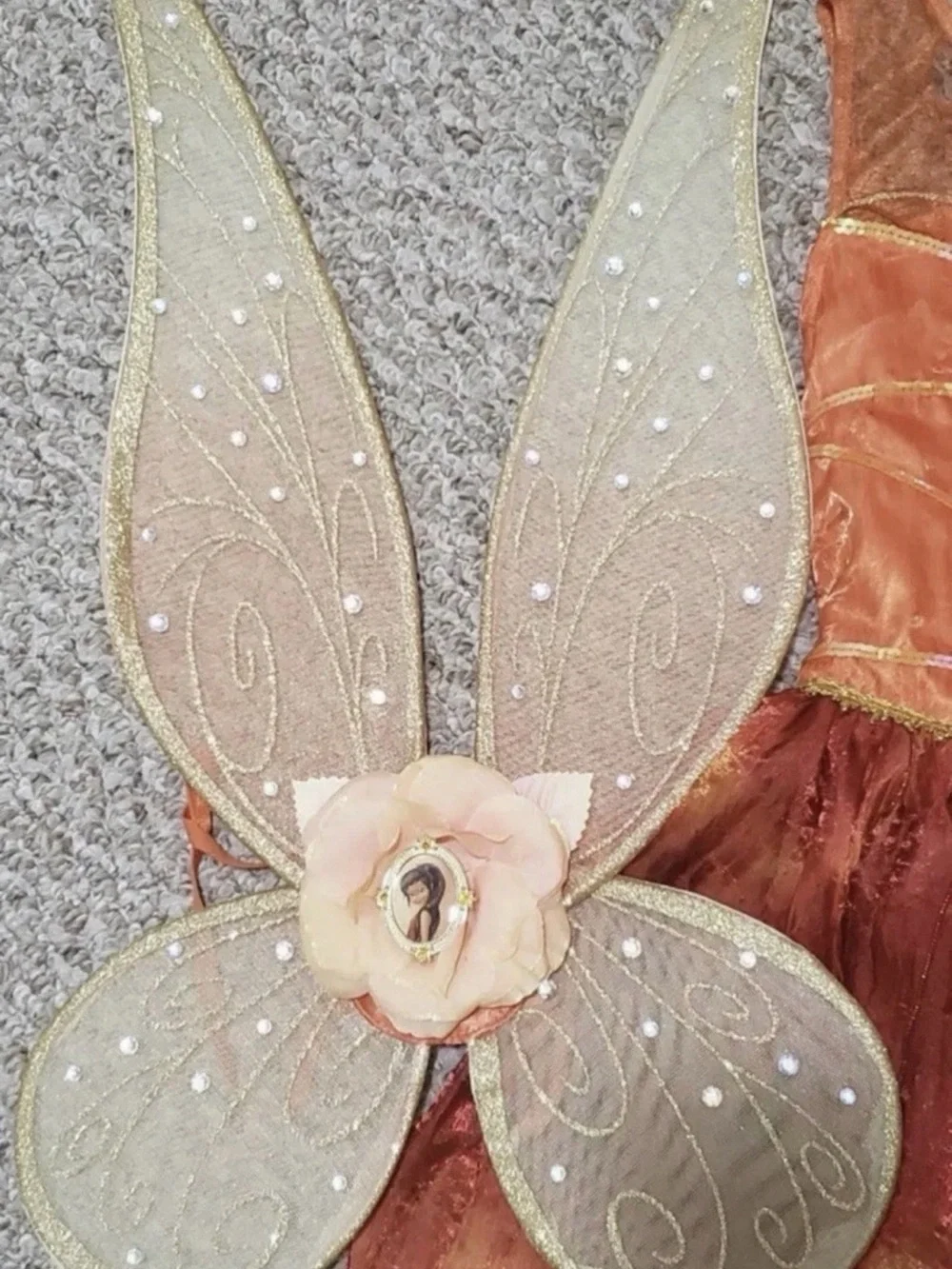 Disney Store Girls FAWN ANIMAL FAIRY COSTUME DRESS Size 4 w/Matching WINGS